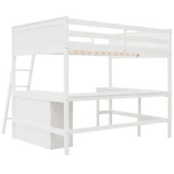Full Size Wooden Loft Bed With Shelves And Desk - ModernLuxe -Children'S Home Furnishings Store GUEST 0204d3c5 0914 4944 894a 67771acea383