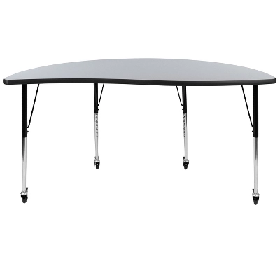 Emma and Oliver Mobile 60" Half Circle Wave Collaborative Grey Adjustable Height Activity Table Emma And Oliver Mobile 60" Half Circle Wave Collaborative Grey Adjustable Height Activity Table -Children'S Home Furnishings Store GUEST 060b1bc7 7371 452a 9b77 82462e5f36fa