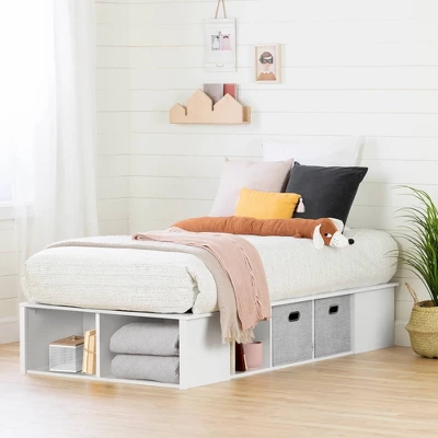 Twin Flexible Platform Bed with baskets Pure White - South Shore Twin Flexible Platform Bed With Baskets Pure White - South Shore -Children'S Home Furnishings Store GUEST 06b37fd6 9a01 48bf 9119 fdb9280bd98d