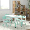 Qaba Kids Table And Chair Set With 4 Chairs, Adjustable Height, Easy To Clean Table Surface, For 1.5 - 5 Years Old -Children'S Home Furnishings Store GUEST 0d28c3cd 9c05 4ed1 afea edf06feffcde