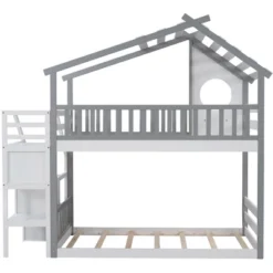 House Shape Twin-Over-Twin Double Bunk Bed With Storage Stairs - ModernLuxe -Children'S Home Furnishings Store GUEST 140549b4 5811 483d 9e9b 4ec896e45839