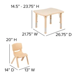 Flash Furniture 21.875"W X 26.625"L Rectangular Plastic Height Adjustable Activity Table Set With 2 Chairs -Children'S Home Furnishings Store GUEST 167c5033 6c12 4e77 b322 31131b56b2b8 1