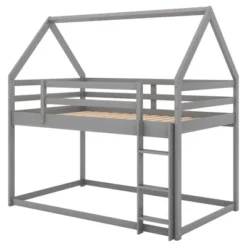 Twin Over Twin House Shaped Bunk Bed With Ladder And Guardrail-ModernLuxe -Children'S Home Furnishings Store GUEST 1a8ed998 0f4f 4dae 8e99 1041adc200c1