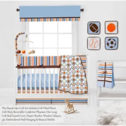 Bacati - Mod Sports Blue Orange Chocolate 11 Pc Crib Bedding Set With Long Rail Guard Cover -Children'S Home Furnishings Store GUEST 1d17b0bf b9f3 4a9f 84aa 7432ea1129fe