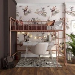 Twin Kaila Metal Loft Bed Rose Gold - Room & Joy