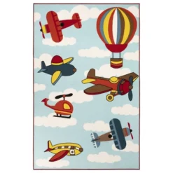 Non-Slip Airplane Modern Kid's Washable Indoor Area Rug - Blue Nile Mills -Children'S Home Furnishings Store GUEST 229c5b65 a3b8 4867 822e 125efc3a6bf8
