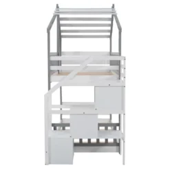 House Shape Twin-Over-Twin Double Bunk Bed With Storage Stairs - ModernLuxe -Children'S Home Furnishings Store GUEST 265899e6 f3f9 4bcc aa20 b9d4834bd355