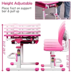 Costway Children Desk Chair Set Adjustable Study Table Drawer Winged Backrest Chair -Children'S Home Furnishings Store GUEST 2d955549 2dc9 437d 9b02 807e2e79367d