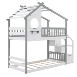 House Shape Twin-Over-Twin Double Bunk Bed With Storage Stairs - ModernLuxe -Children'S Home Furnishings Store GUEST 2f3aafac 2509 4aa7 b949 2b31459f548d
