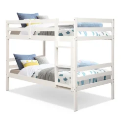 Costway Twin Over Twin Wood Bunk Beds Ladder Safety Rail EspressoWhite -Children'S Home Furnishings Store GUEST 2f7f1ed9 1b2f 4561 83f0 f3d951135b31
