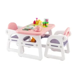 Costway 3-Piece Kids Table And Chair Set Toddler Activity Study Desk With Building Blocks -Children'S Home Furnishings Store GUEST 2fd30e52 f225 41d0 96a7 31ee2e7b9289