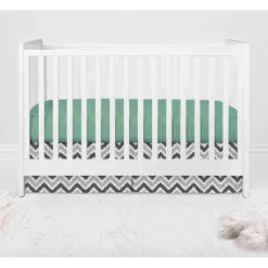 Bacati - Ikat Dots Stripes Mint Grey Muslin Neutral 8 Pc Crib Set With Crib Rail Guard -Children'S Home Furnishings Store GUEST 32a54c19 f6a3 4db2 8c19 df4f389d9880
