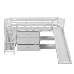 Low Twin Loft Bed With Bookcase, Separate Three Drawers, Pulling Ladder And Slide - ModernLuxe -Children'S Home Furnishings Store GUEST 33a23b43 d95a 447f a4e1 2802bfcd6ae3