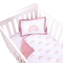 Ely's & Co. Baby Crib Bedding Sets Includes Crib Sheet, Quilted Blanket, Crib Skirt, And Baby Pillowcase 4 Piece Set