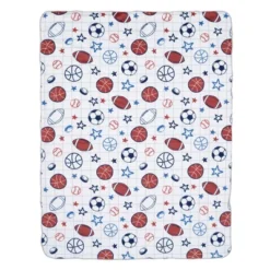 Lambs & Ivy Baby Sports White Fleece Baby Blanket - Football/Basketball/Baseball -Children'S Home Furnishings Store GUEST 43c5f97e 42e2 4718 ae68 0420ba762465