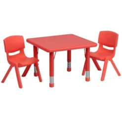 Emma And Oliver 24" Square Plastic Height Adjustable Activity Table Set With 2 Chairs -Children'S Home Furnishings Store GUEST 44190d74 5583 4b7c ba5b 8ebf787a975e