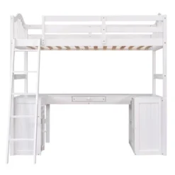 Twin Size Wooden Loft Bed With Drawers, Cabinet, Shelves And Desk-ModernLuxe -Children'S Home Furnishings Store GUEST 47a7f287 fca8 4e68 ae7d dafecbf42a53