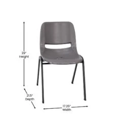 Flash Furniture HERCULES Series 661 Lb. Capacity Gray Ergonomic Shell Stack Chair With Black Frame And 16'' Seat Height, Set Of 5 -Children'S Home Furnishings Store GUEST 49fbe1fa 22af 4fc7 82a7 6ab7fd9bc5ba