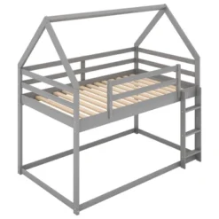Twin Over Twin House Shaped Bunk Bed With Ladder And Guardrail-ModernLuxe -Children'S Home Furnishings Store GUEST 4a07152c 3c9e 482b 98e0 b23fa9d0314c