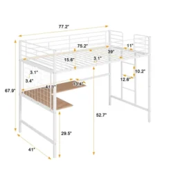 Twin Metal Loft Bed With Desk And Metal Grid - ModernLuxe -Children'S Home Furnishings Store GUEST 561496fd 7636 4bc0 9c1b 64f48c8cd285