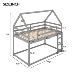 Twin Over Twin House Shaped Bunk Bed With Ladder And Guardrail-ModernLuxe -Children'S Home Furnishings Store GUEST 5b2b9af2 cfa0 4518 8591 17d4a3c413be