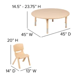 Flash Furniture 45" Round Plastic Height Adjustable Activity Table Set With 4 Chairs -Children'S Home Furnishings Store GUEST 5bde440d 599a 4c96 acf1 f2e4c312f711