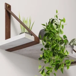 Brandon Vintage Matte Faux Marble Wall Shelf Brown - Nathan James -Children'S Home Furnishings Store GUEST 6358ffdf 134c 427b b53b 3af68483e1a8