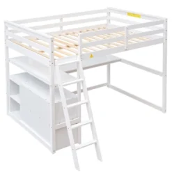 Full Size Loft Bed With Desk, Shelf And Two Built-in Drawers - ModernLuxe -Children'S Home Furnishings Store GUEST 6b4c7320 6e29 452d 89aa d26f7cf01736