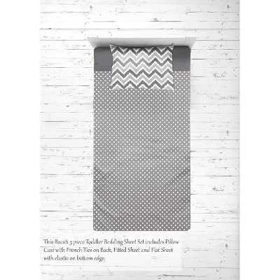 Bacati - MixNMatch Gray Chevron Dots 3 pc Toddler Sheet Set Bacati - MixNMatch Gray Chevron Dots 3 Pc Toddler Sheet Set -Children'S Home Furnishings Store GUEST 738ac7ea 3492 4963 a29e 42aa606c0273