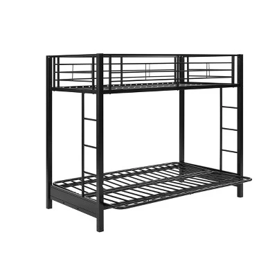 Twin Over Futon Analise Metal Bunk Bed Black - Saracina Home Twin Over Futon Analise Metal Bunk Bed Black - Saracina Home -Children'S Home Furnishings Store GUEST 74e2d72d ba1e 41f2 80bc 6da6082dff35