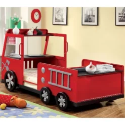 Twin Sumater Fire Truck Kids' Bed - Red/Black MiBasics -Children'S Home Furnishings Store GUEST 753d0002 0c72 4d6b 80cf eaefbcd2f935