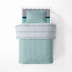 Bacati - Noah Mint Navy 3 Pc Toddler Bed Sheet Set -Children'S Home Furnishings Store GUEST 781b191a 9fde 4dc8 a090 f1e98bb4538b