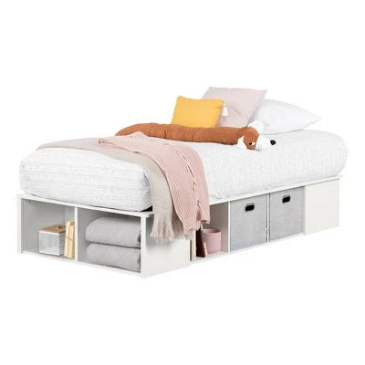 Twin Flexible Platform Bed with baskets Pure White - South Shore Twin Flexible Platform Bed With Baskets Pure White - South Shore -Children'S Home Furnishings Store GUEST 7c7a7e5e 7841 4a09 bed7 561f82981a4a