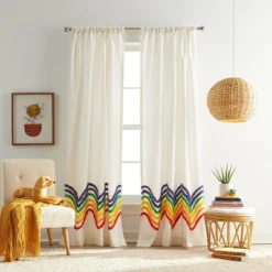 2pk Rainbow Tufted Striped Poletop Curtains - Dream Factory