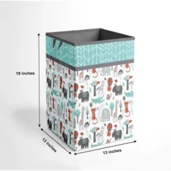 Bacati - Safari Animals Aqua/Orange/Gray Collapsible Laundry Hamper -Children'S Home Furnishings Store GUEST 83f9f599 66a7 4e5b 9068 95e984d6eab1