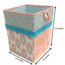 Bacati - Sophia Paisley Aqua/Coral Collapsible Laundry Hamper -Children'S Home Furnishings Store GUEST 85d1d596 e117 40e6 9399 b0ded7787f81