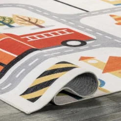 NuLOOM Carmina City Streets Machine Washable Kids Area Rug 7' X 9' In White Multi -Children'S Home Furnishings Store GUEST 8a4058be 4fef 4e93 8958 11dcc8e69a24