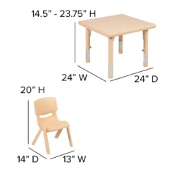 Emma And Oliver 24" Square Plastic Height Adjustable Activity Table Set With 2 Chairs -Children'S Home Furnishings Store GUEST 8ed71b5b ffc0 4cd2 83c8 4463f30ce647