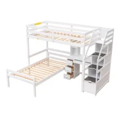 Twin Size Loft Bed With Separate Bed, Staircase For Storage, Desk, Shelves And Drawers - ModernLuxe -Children'S Home Furnishings Store GUEST 948bcdde 5b4b 4aad a407 fcb91ca3d239