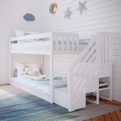 Max & Lily Twin Low Bunk Bed With Staircase