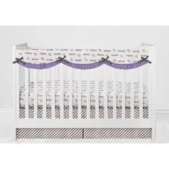 Bacati - Love Gray Lilac 10 Pc Crib Bedding Set With Long Rail Guard Cover -Children'S Home Furnishings Store GUEST 9bae4f09 4d63 44c1 a79d 5fad7b0792fd