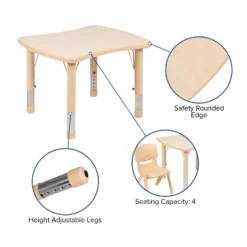 Flash Furniture 21.875"W X 26.625"L Rectangular Plastic Height Adjustable Activity Table Set With 2 Chairs -Children'S Home Furnishings Store GUEST 9d0f062d e204 4e1c 9734 84249e0ff70e 1