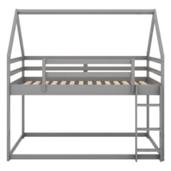 Twin Over Twin House Shaped Bunk Bed With Ladder And Guardrail-ModernLuxe -Children'S Home Furnishings Store GUEST 9dfe6d0c ea0c 444a 9836 ef5034dd22e2