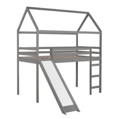 House Shape Twin Size Loft Bed With Slide, Gray - ModernLuxe -Children'S Home Furnishings Store GUEST 9e4e39d5 9766 4bd9 b432 e95b3ceb7a43