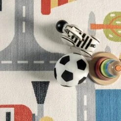 NuLOOM Carmina City Streets Machine Washable Kids Area Rug 7' X 9' In White Multi -Children'S Home Furnishings Store GUEST 9eb5749d 59b8 44fa 8b64 5791b703c119