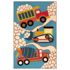 Construction Zone Non-Slip Kids Playroom Decor Washable Indoor Area Rug By Blue Nile Mills -Children'S Home Furnishings Store GUEST ab9eb630 5c11 4486 8347 89e9ffa34a80