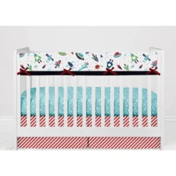 Bacati - Airspace Aqua Navy Green Red 10 Pc Crib Bedding Set With Long Rail Guard Cover -Children'S Home Furnishings Store GUEST b4ab7d4e 0233 4337 a46e 6f5f0c9832eb