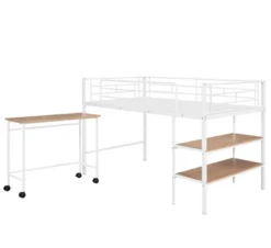 Twin Size Metal Loft Bed With Desk And Shelves - ModernLuxe -Children'S Home Furnishings Store GUEST b6f07ce8 6ce9 4987 b5cc 9b14cbf3f34c