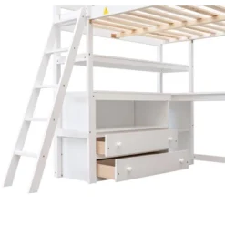 Full Size Loft Bed With Desk, Shelf And Two Built-in Drawers - ModernLuxe -Children'S Home Furnishings Store GUEST b703ccc7 6914 45bd bede 2e8f321697d7