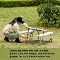 Foldable White Kids' Picnic Table Bench Outdoor Portable Children's Backyard Table, Crafting, Dining, And Playtime Patio Table -Children'S Home Furnishings Store GUEST be2ac2df d180 4b2a ba06 71da9fcab200